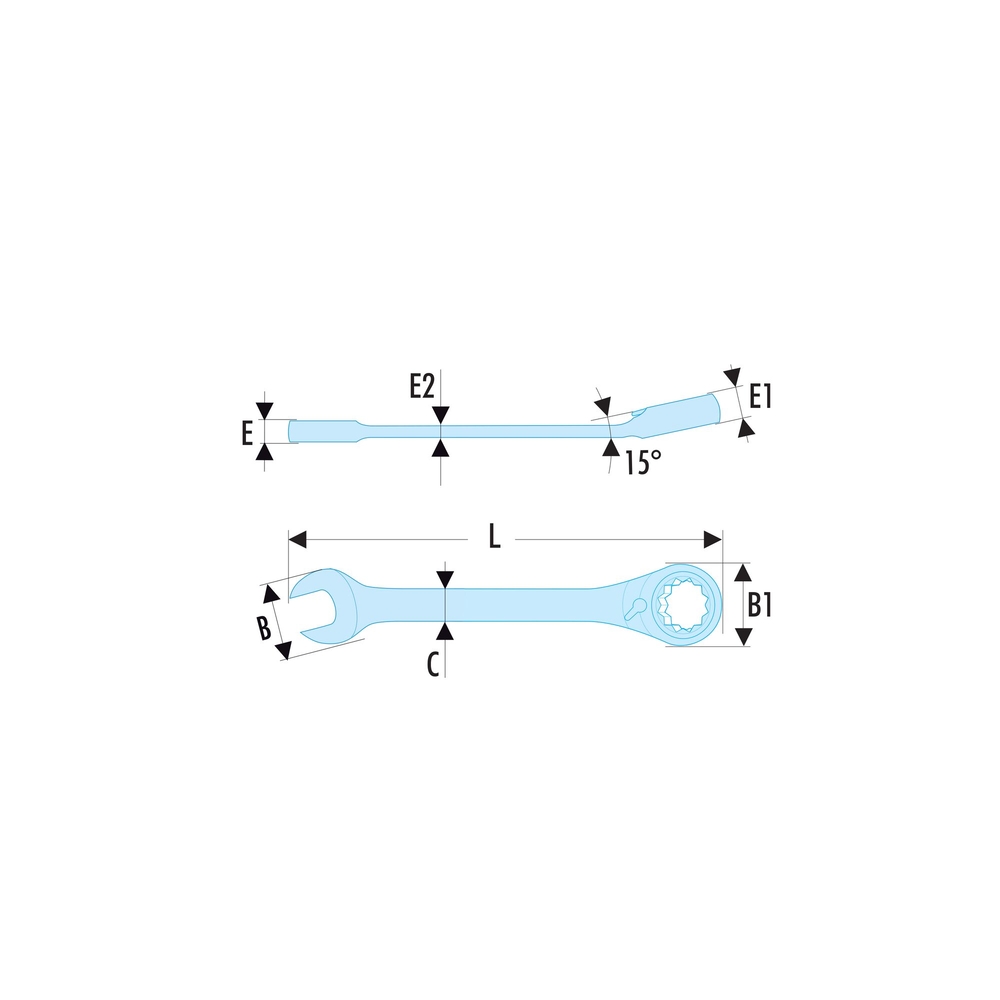 Clé mixte à cliquet courte 16 mm - Par 5 - FACOM - 467BS.16
