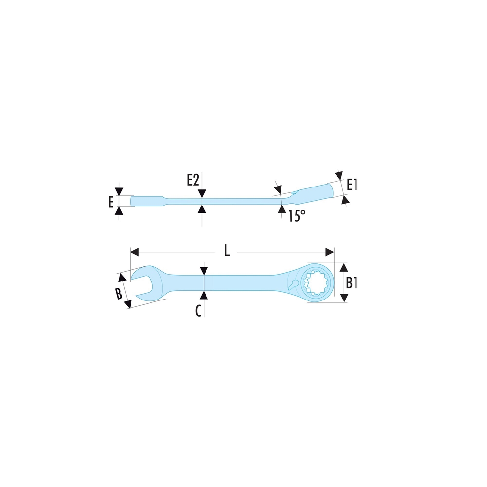 Clé mixte à cliquet courte 17 mm - Par 5 - FACOM - 467BS.17