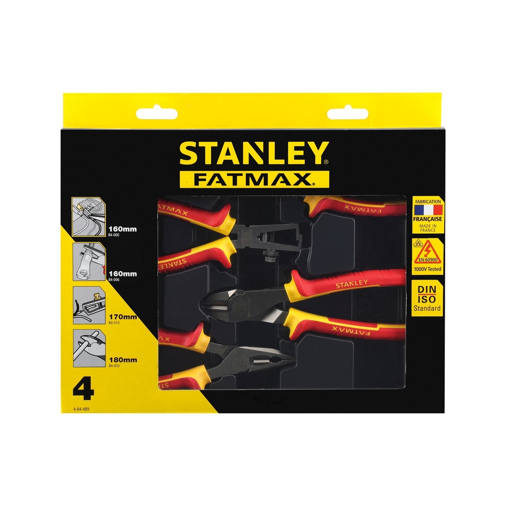 Coffret de 4 pinces isolées 1000 V - 4-84-489 - STANLEY FATMAX
