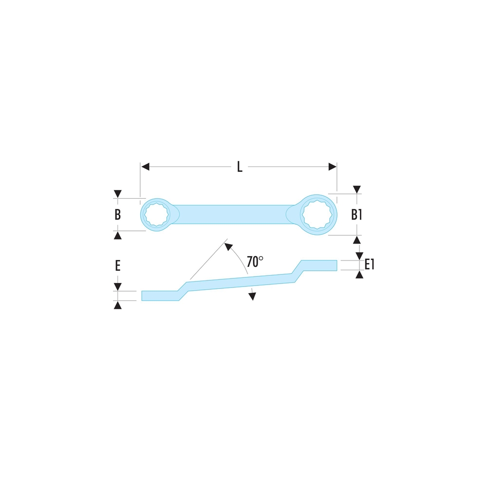 Clé polygonale contrecoudée en pouces 11/32