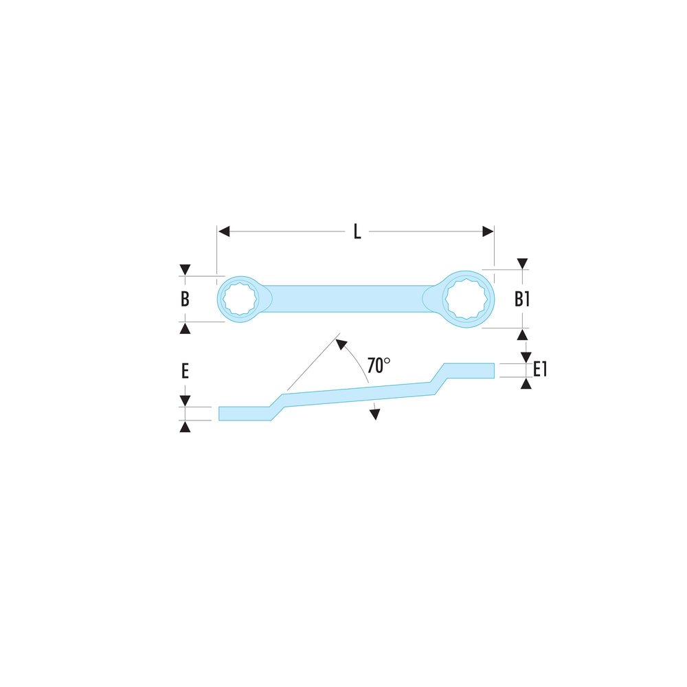 Clé polygonale contrecoudée 12x13 mm - Par 5 - FACOM - 55A.12X13