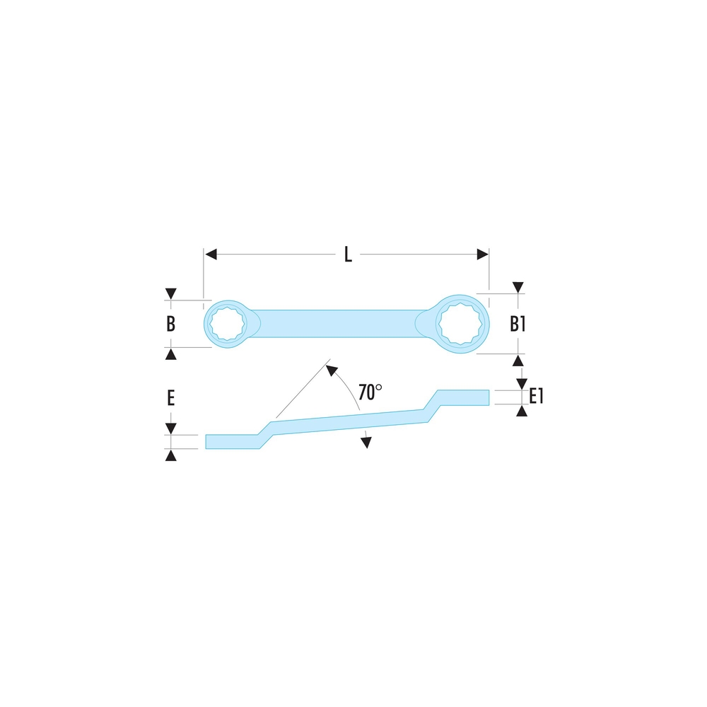 Clé polygonale contrecoudée en pouces 1/2