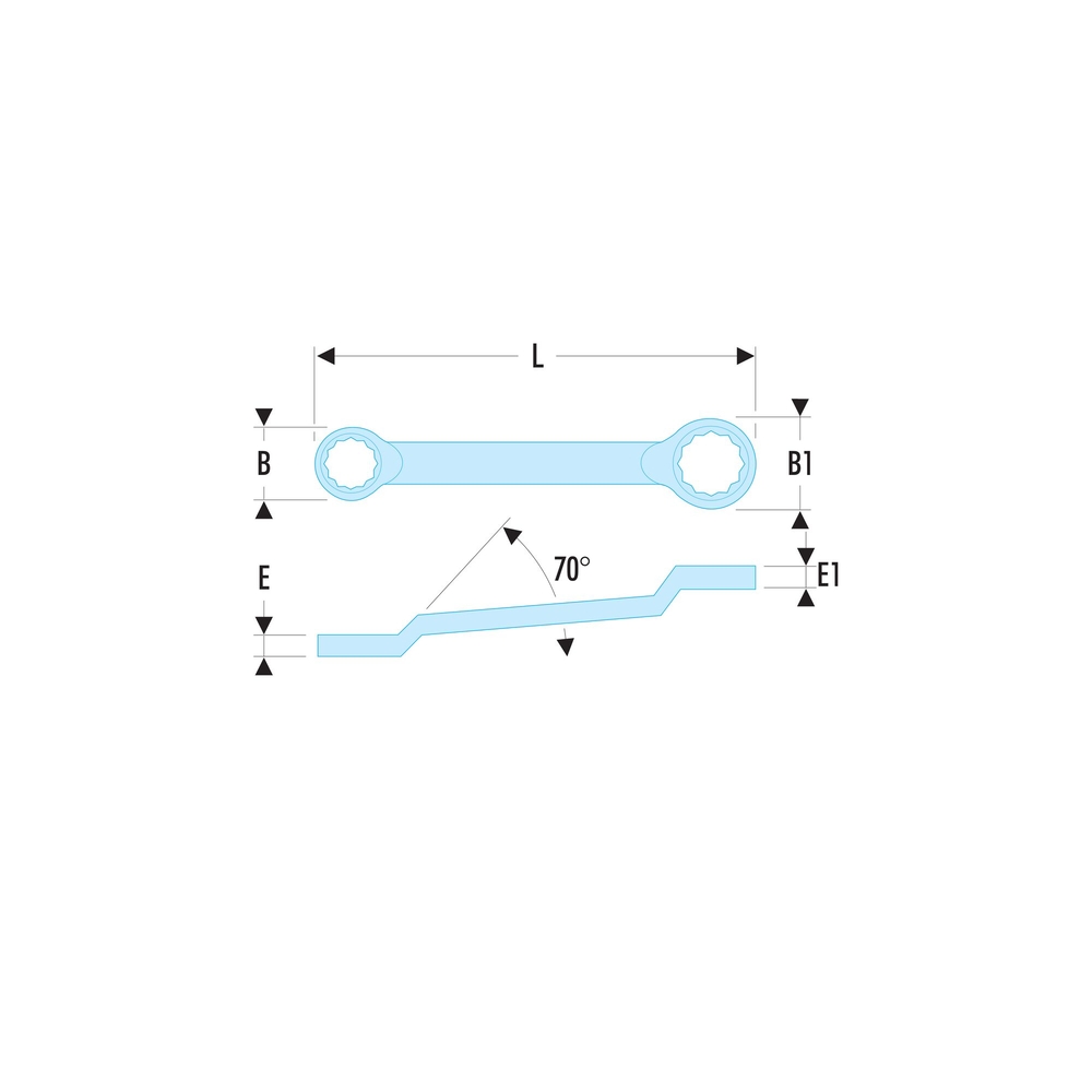 Clé polygonale contrecoudée 13x17 mm - Par 5 - FACOM - 55A.13X17