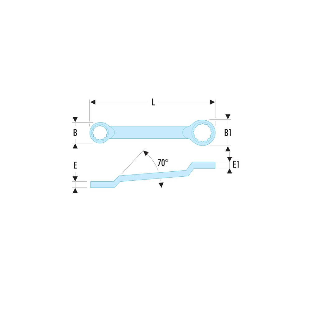 Clé polygonale contrecoudée 16x18 mm - Par 5 - FACOM - 55A.16X18