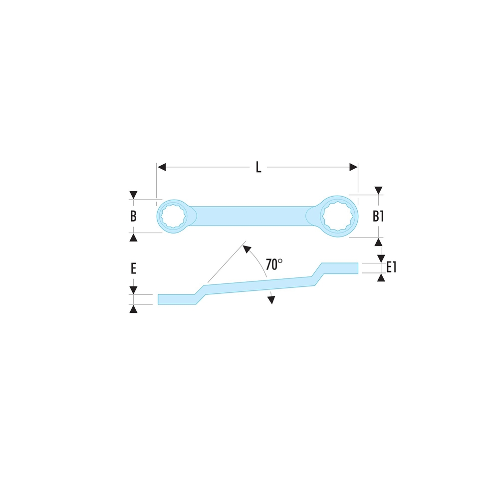 Clé polygonale contrecoudée 18x19 mm - Par 5 - FACOM - 55A.18X19