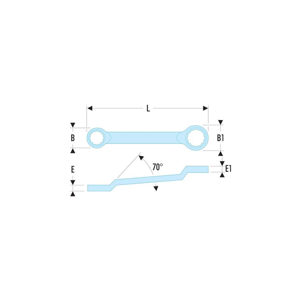 Clé polygonale contrecoudée en pouces 1/2
