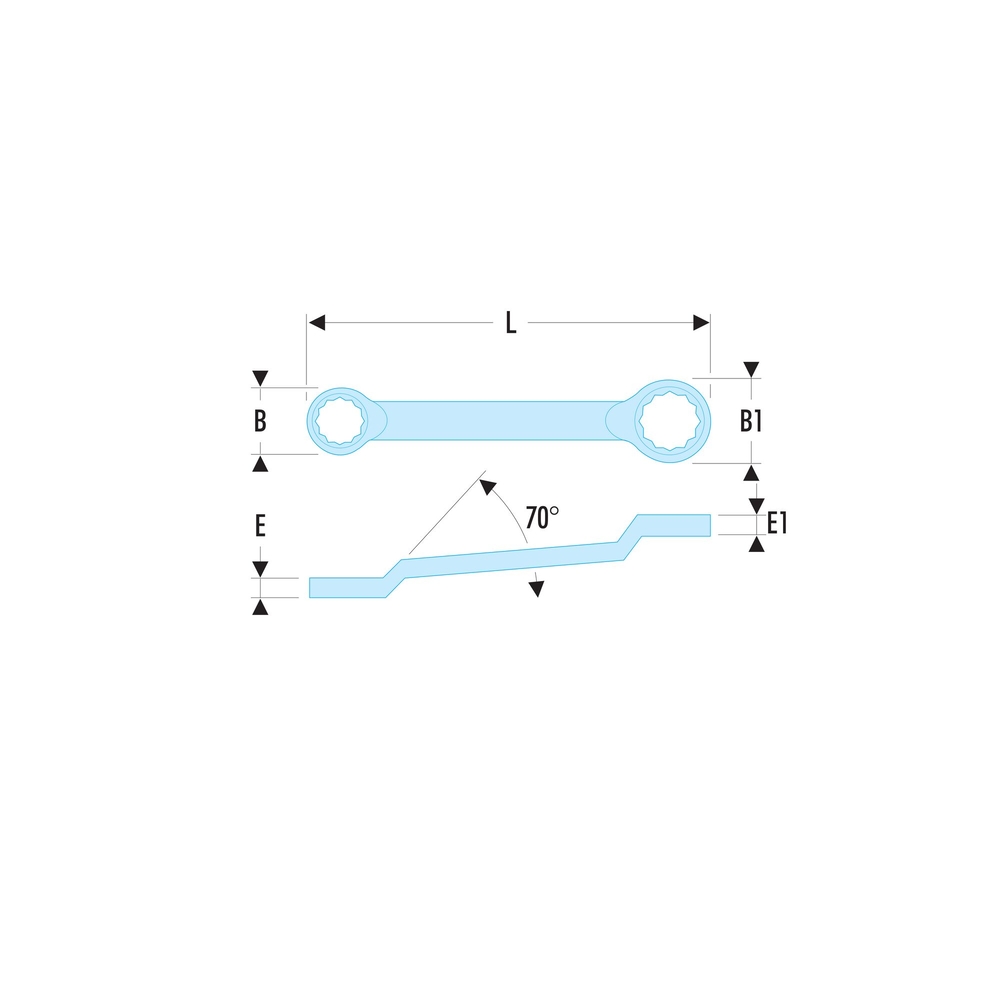 Clé polygonale contrecoudée 20x22 mm - Par 5 - FACOM - 55A.20X22