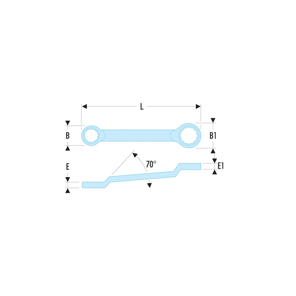 Clé polygonale contrecoudée en pouces 3/8
