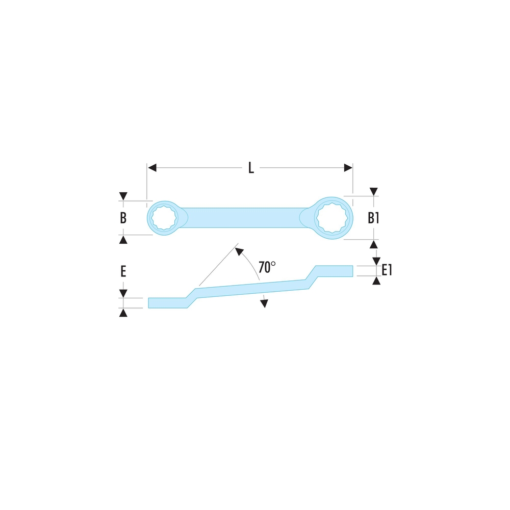 Clé polygonale contrecoudée 7x8 mm - Par 5 - FACOM - 55A.7X8