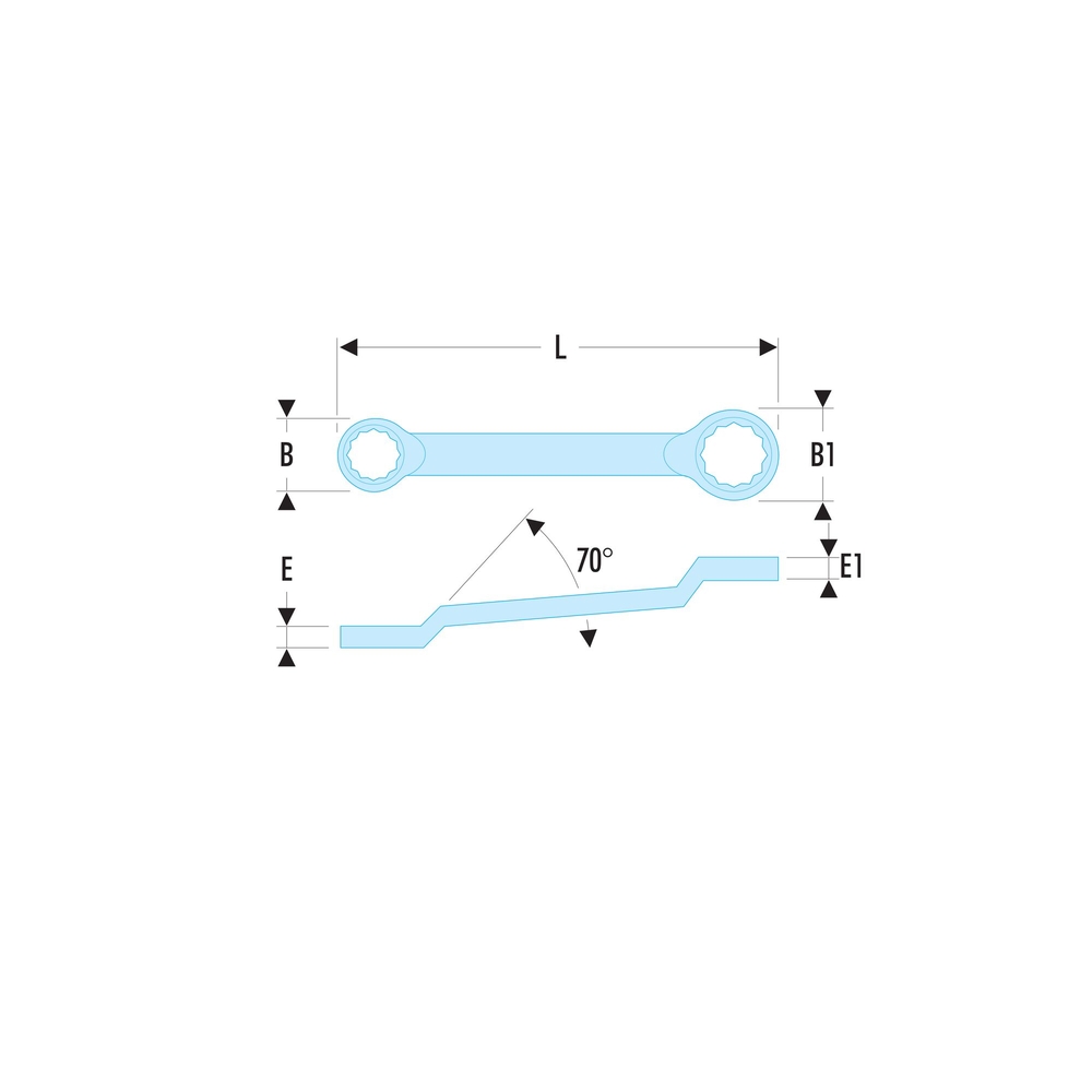 Clé polygonale contrecoudée 8x10 mm - Par 5 - FACOM - 55A.8X10