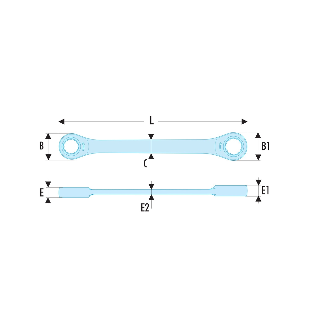 Clé à cliquet polygonale 14x15mm - FACOM - 64.14X15