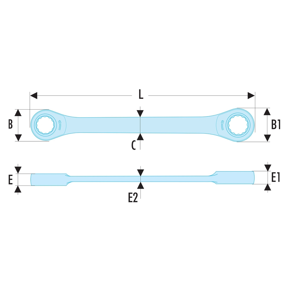 Clé à cliquet polygonale 6x7mm - FACOM - 64.6X7