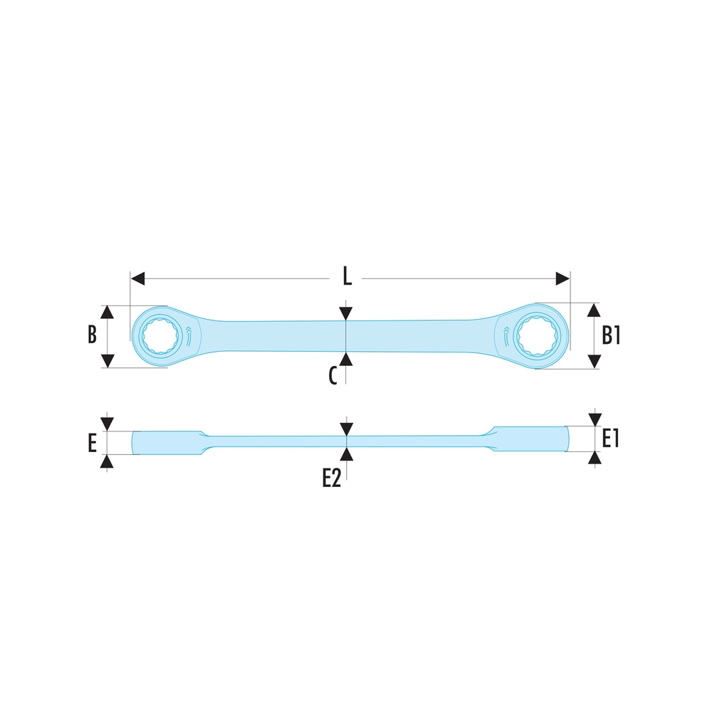Clé à cliquet polygonale 8x9mm - FACOM - 64.8X9
