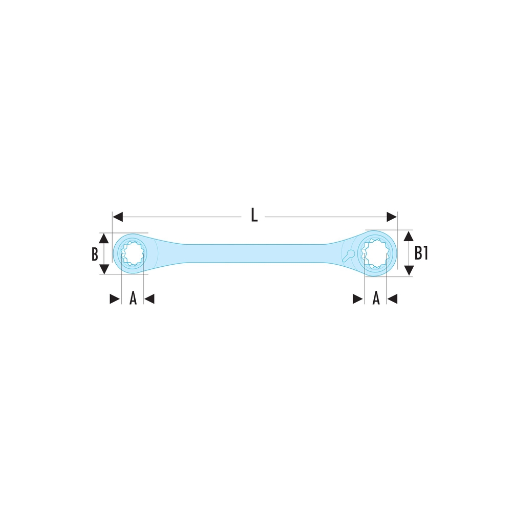 Clé polygonale cliquet 12x14 + 13x15 - FACOM - 64C.S3