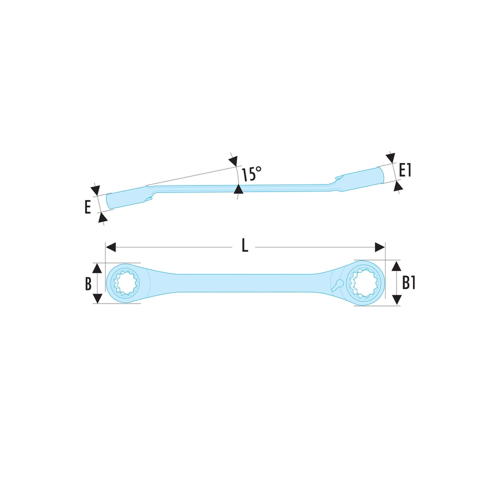 Clé polygonale à cliquet inclinée à 15° - 5/8