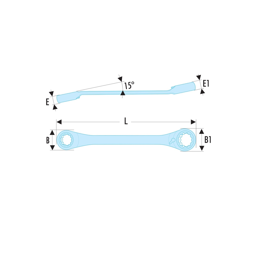 Clé polygonale à cliquet inclinée à 15° Spline 7/32