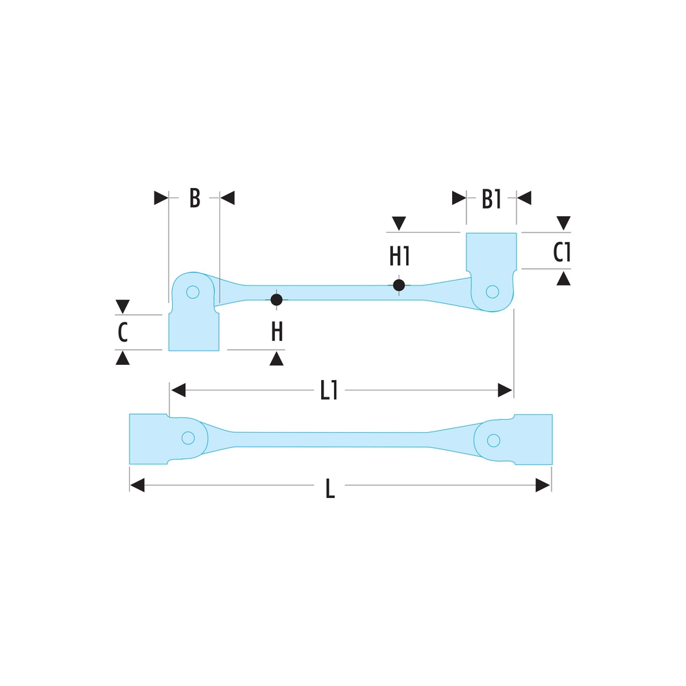 Clé à douilles articulées 14x15mm - FACOM - 66A.14X15