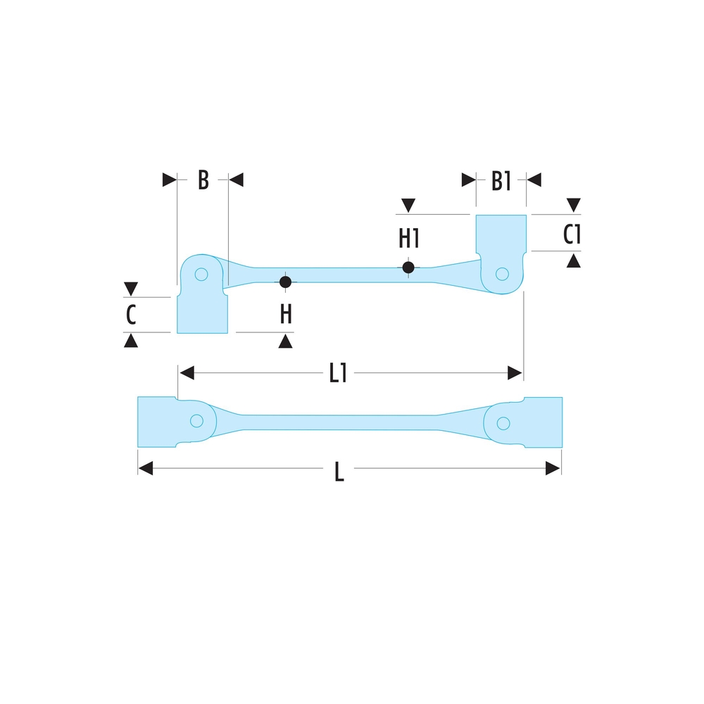 Clé à douilles articulées 16x17mm - FACOM - 66A.16X17