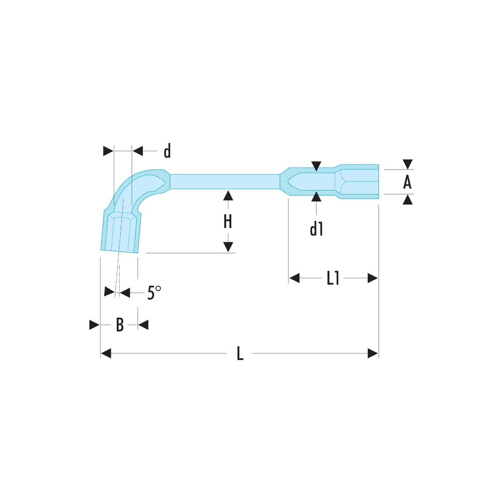 Clés à pipe 6x6 pans 22 mm - Par 5 - FACOM - 75.22