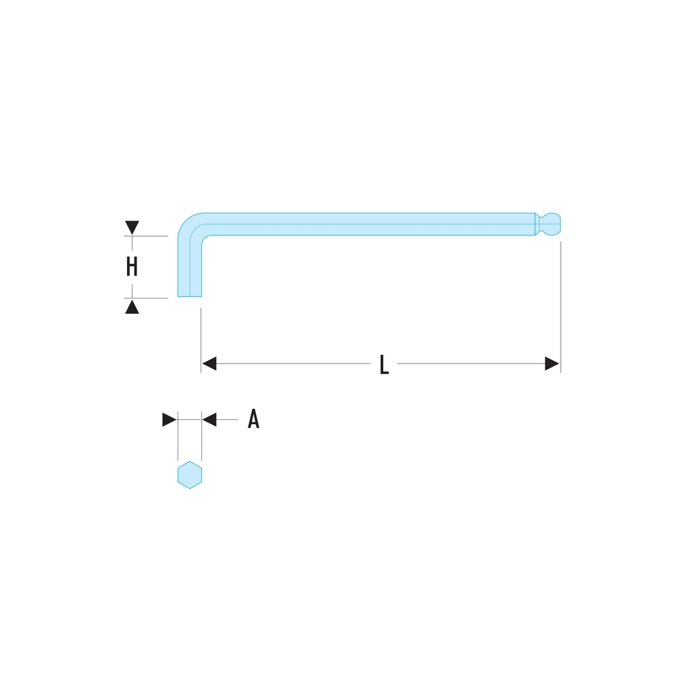 Clé mâle extra-longue tête sphérique 25 mm - Par 10 - FACOM - 83S.2.5L