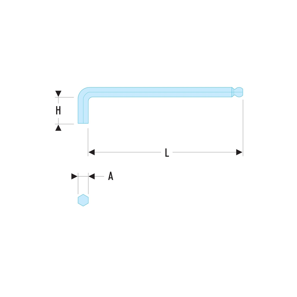 Clé mâle extra-longue tête sphérique 5 mm - Par 10 - FACOM - 83S.5L
