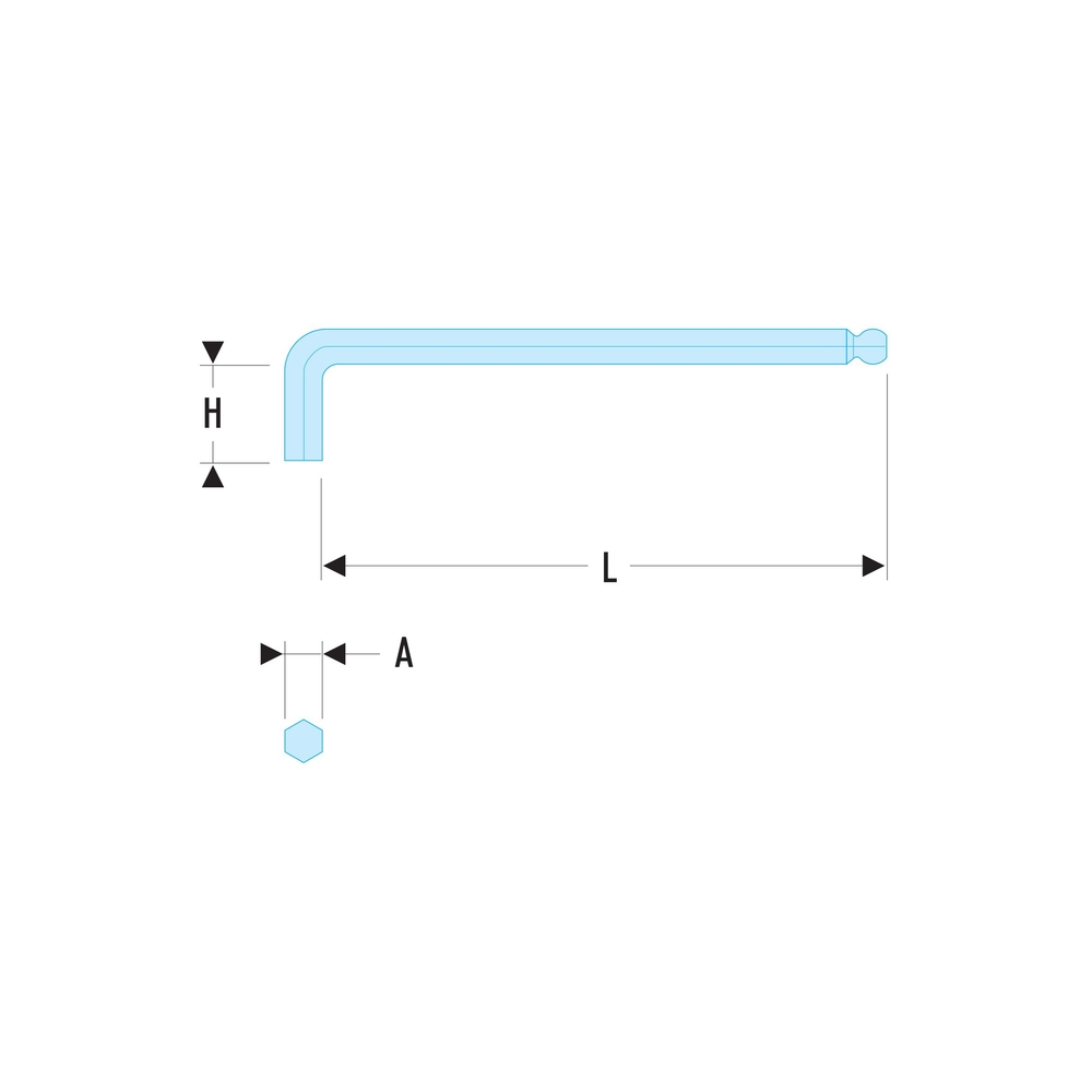 Clé mâle extra-longue tête sphérique 6 mm - Par 10 - FACOM - 83S.6L
