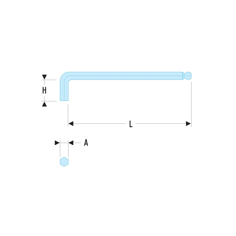 Clé mâle longue métrique tête sphérique 15 mm - Par 10 - FACOM - 83SH.1.5