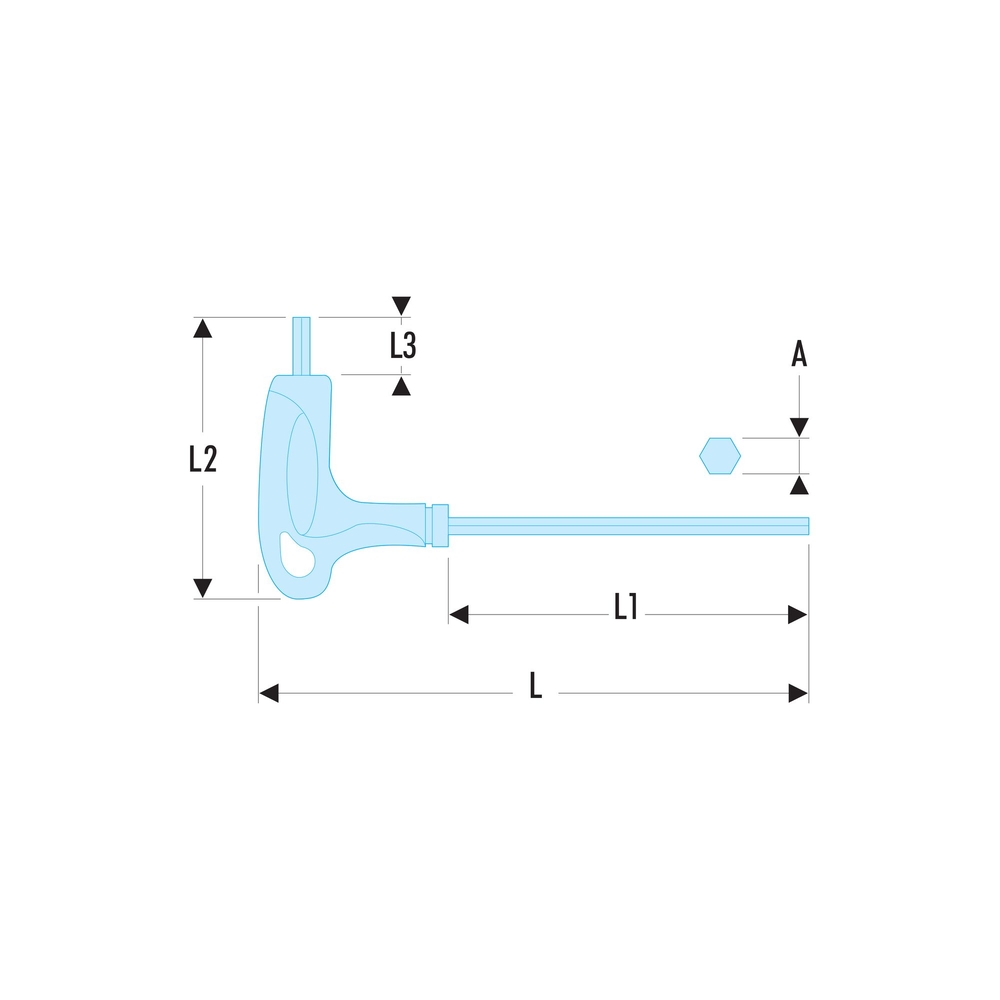 Clé mâle poignée en P 6 pans métrique 3 mm - Par 5 - FACOM - 84TZA.3