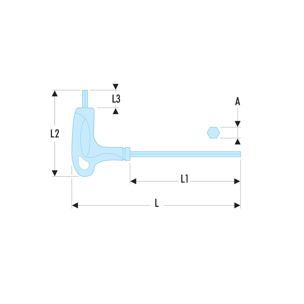 Clé mâle poignée en P 6 pans métrique 8 mm - Par 5 - FACOM - 84TZA.8