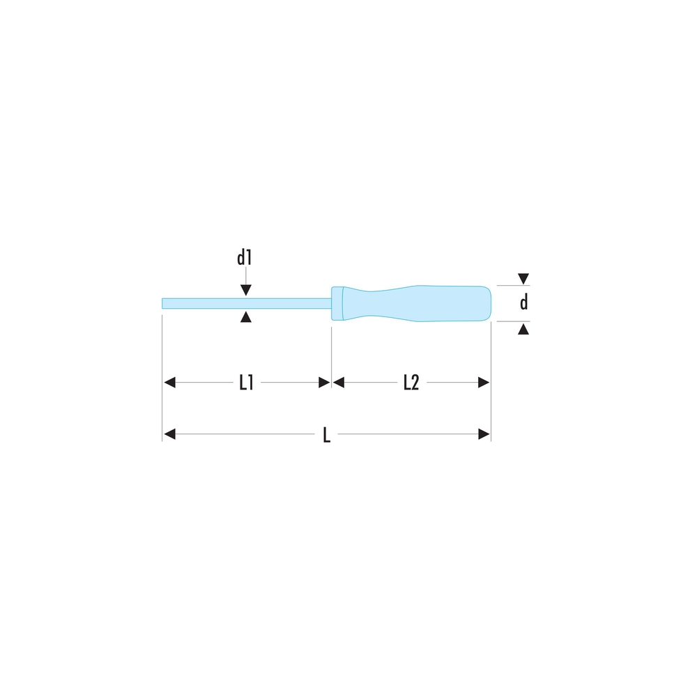 Tournevis ISORYL pour vis à fente lame fraisée 65 x 100 mm - Par 10 - FACOM - AR.6.5X100