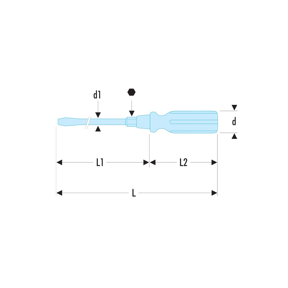 Tournevis bois pour vis à fente lame forgée avec 6 pans 10x175 mm - Par 5 - FACOM - ATHH.10X175