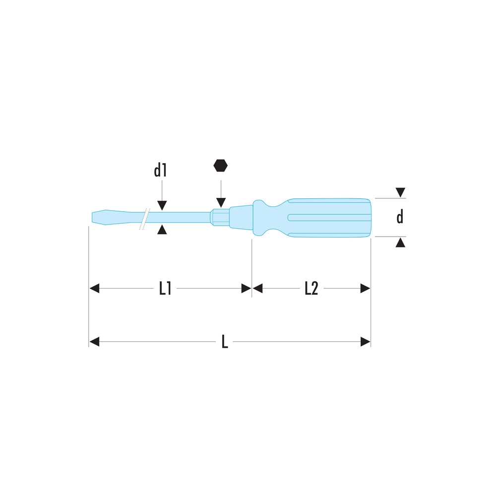 Tournevis bois pour vis à fente lame forgée avec 6 pans 4x90 mm - Par 5 - FACOM - ATHH.4X90