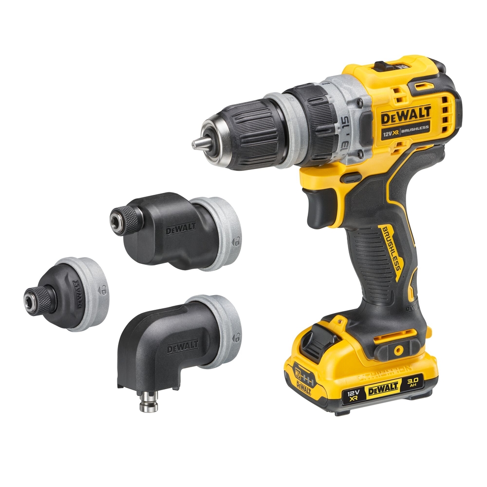 Perceuse-visseuse à têtes multiples XR 12 V 3 Ah Li-Ion Brushless - DCD703L2T-QW - DEWALT