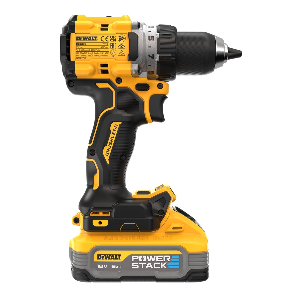 Perceuse-visseuse compacte XR 18 V 5 Ah Li-ion Brushless POWERSTACK - DCD800H2T-QW - DEWALT