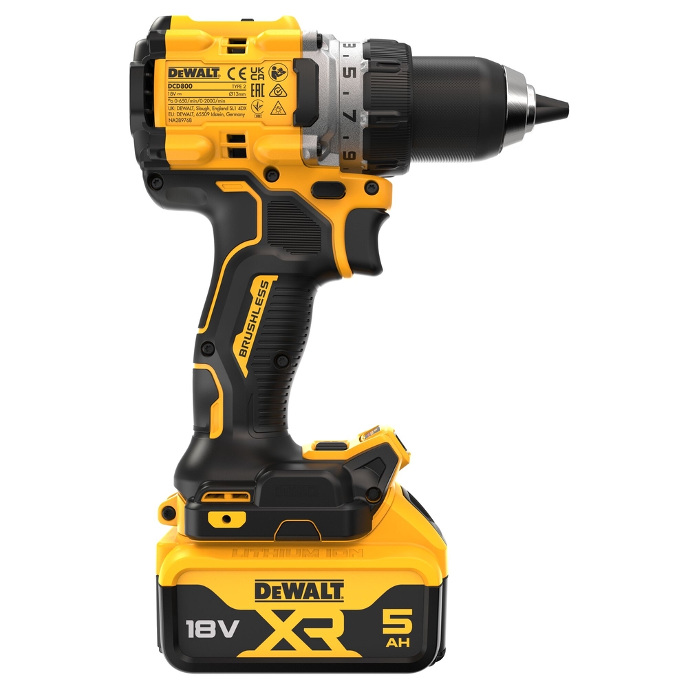 Perceuse-visseuse compacte XR 18 V 5 Ah Li-Ion Brushless - DCD800P2T-QW - DEWALT