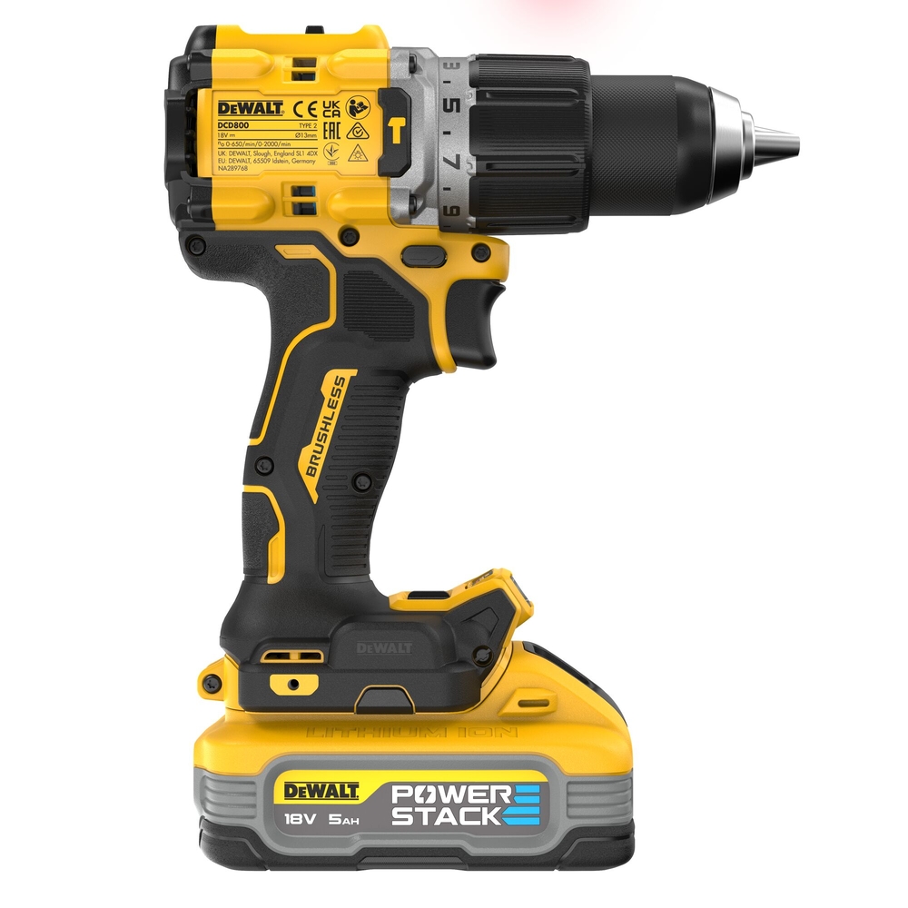 Perceuse-visseuse percussion compacte XR 18 V 5 Ah Li-ion Brushless POWERSTACK - DCD805H2T-QW - DEWALT