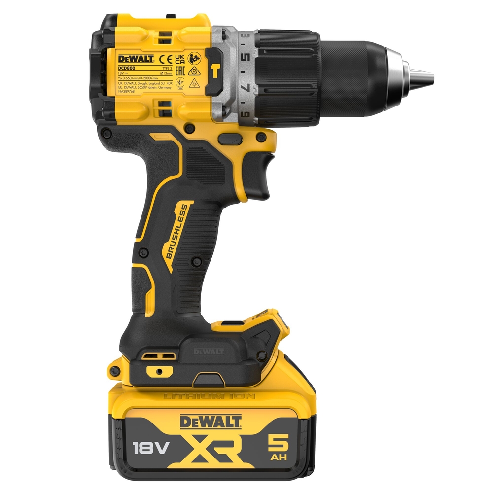 Perceuse-visseuse percussion compacte XR 18 V 5 Ah Li-Ion Brushless - DCD805P2T-QW - DEWALT