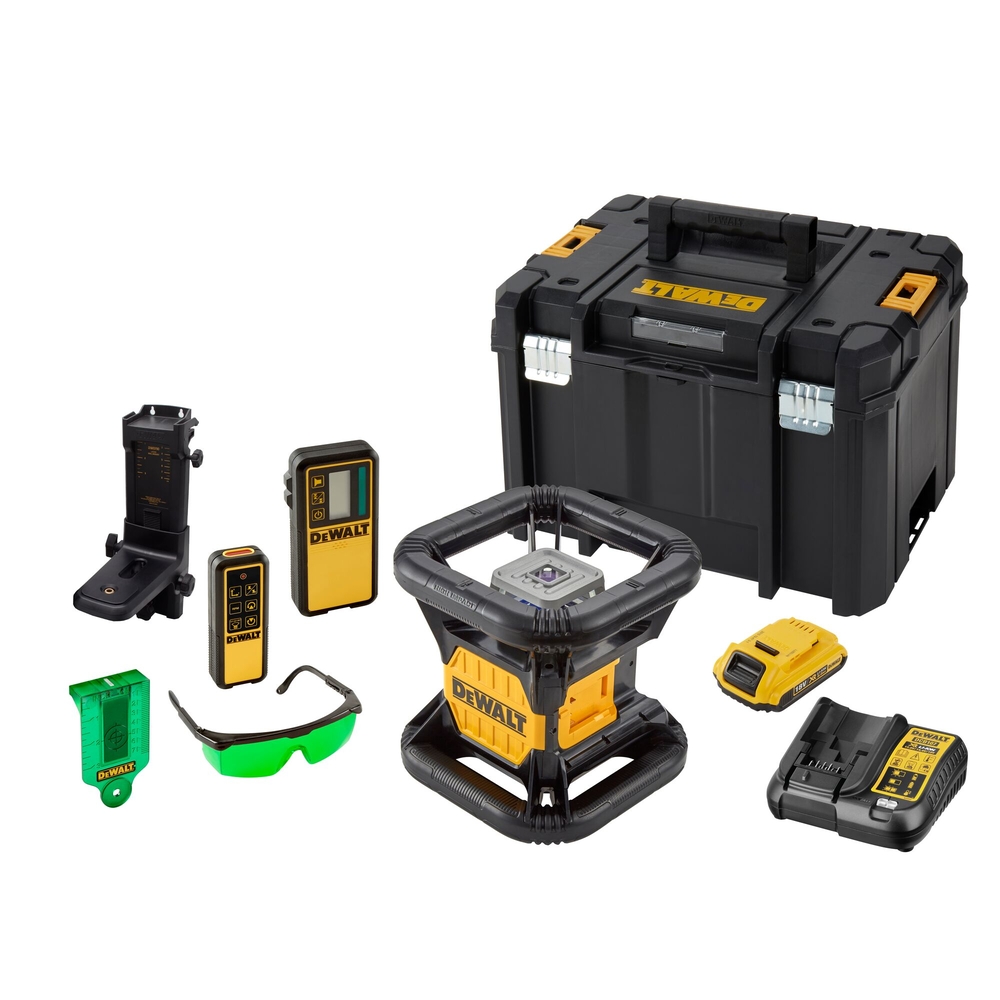Niveau laser rotatif double pente intérieur/extérieur 18 V 2 Ah - faisceau vert - DCE079D1G-QW - DEWALT