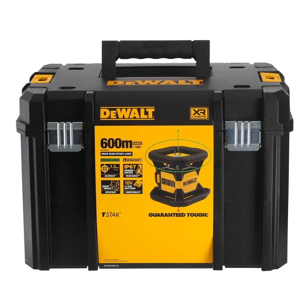 Niveau laser rotatif double pente intérieur/extérieur 18 V 2 Ah - faisceau vert - DCE079D1G-QW - DEWALT