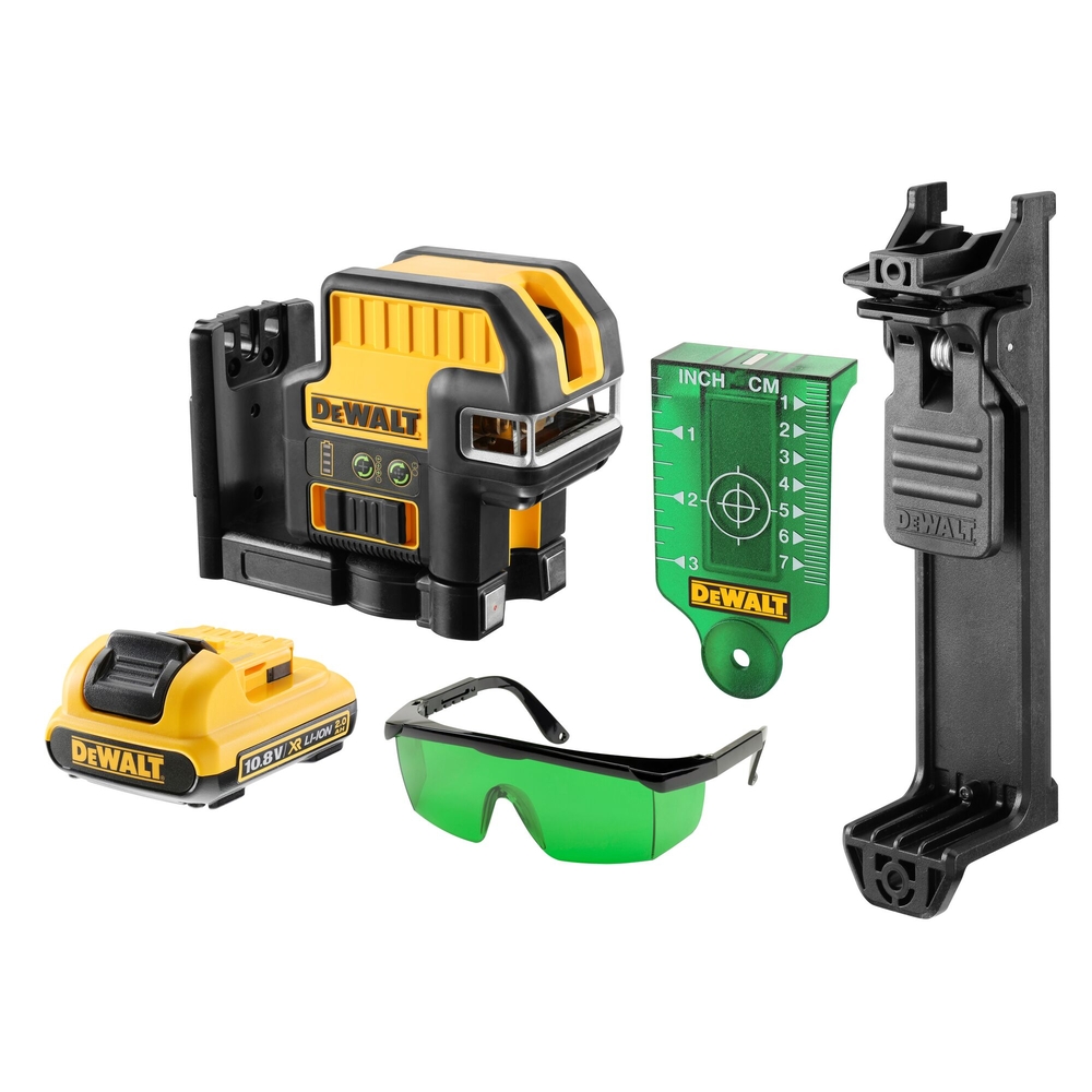 Niveau laser croix + 5 points XR 12 V 2 Ah Li-Ion - faisceau vert - DCE0825D1G-QW - DEWALT