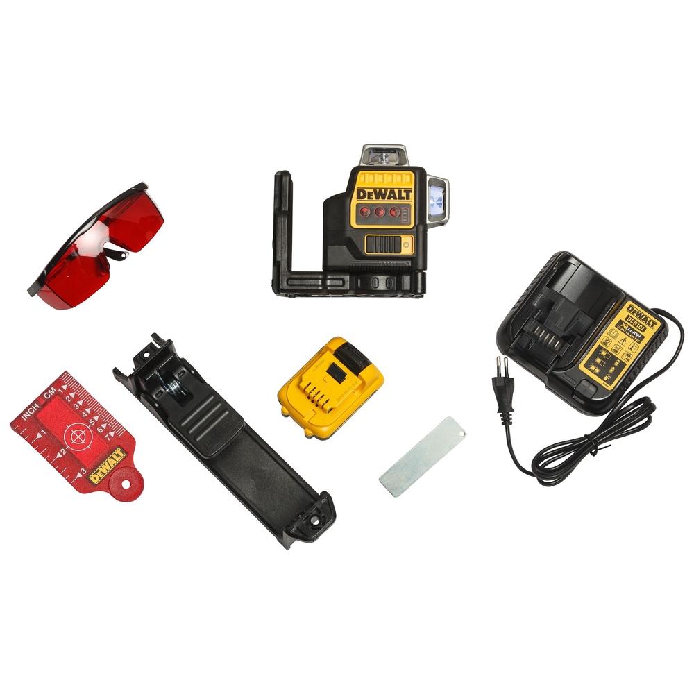 Niveau laser multilignes 3 x 360° XR 12 V 2 Ah Li-Ion - faisceaux rouges - DCE089D1R-QW - DEWALT