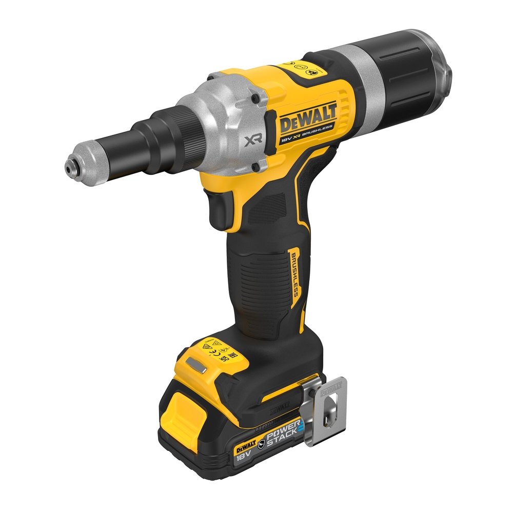 Riveteuse XR 18V 1.7Ah Brushless 6.4 mm - 2 batteries POWERSTACK renforcées - DCF414E2GT-QW - DEWALT
