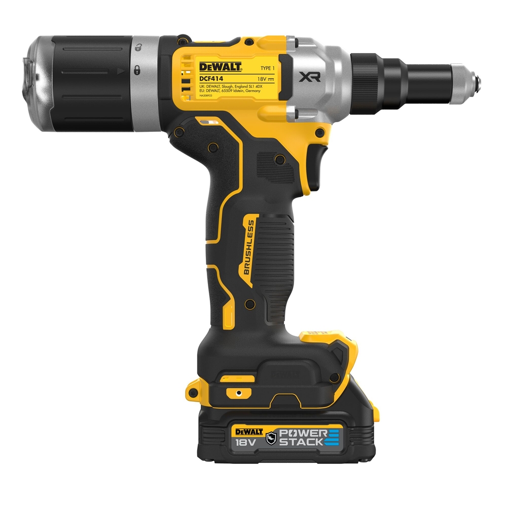 Riveteuse XR 18V 1.7Ah Brushless 6.4 mm - 2 batteries POWERSTACK renforcées - DCF414E2GT-QW - DEWALT