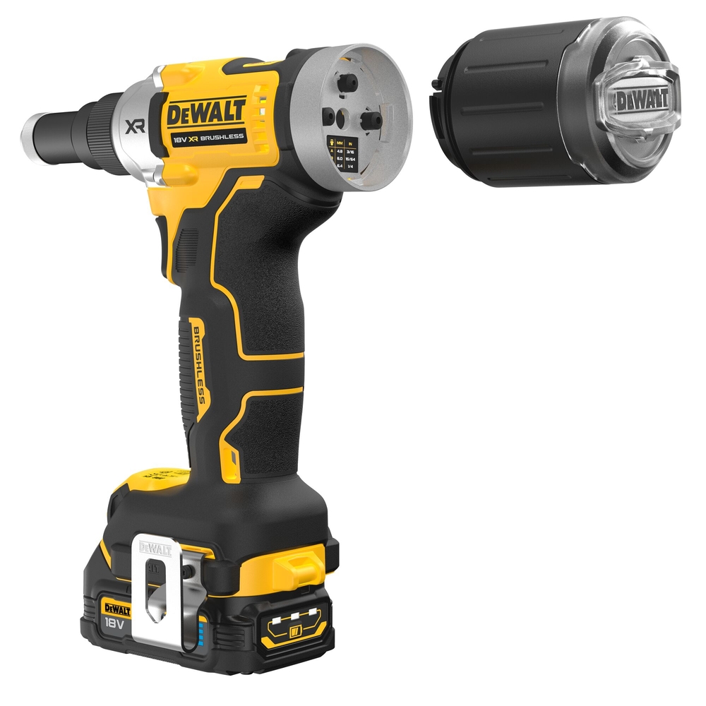 Riveteuse XR 18V 1.7Ah Brushless 6.4 mm - 2 batteries POWERSTACK renforcées - DCF414E2GT-QW - DEWALT