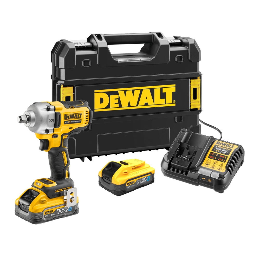 Boulonneuse 1/2‘’ XR 18 V 5 Ah Brushless 812 Nm - jonc de sécurité - POWERSTACK - DCF891H2T-QW - DEWALT