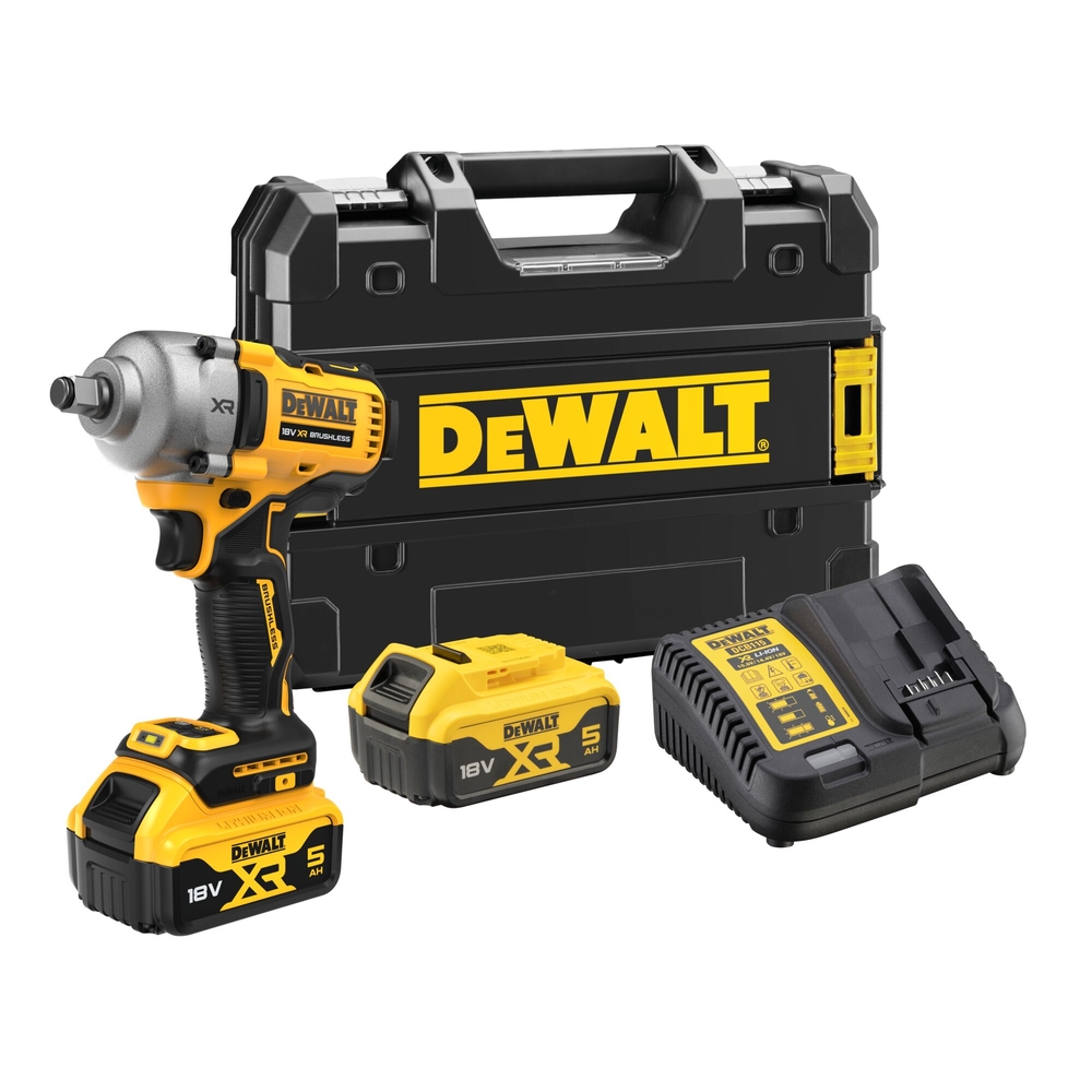 Boulonneuse à chocs 1/2‘’ XR 18 V 5 Ah Li-Ion Brushless 812 Nm - jonc de sécurit - DCF891P2T-QW - DEWALT