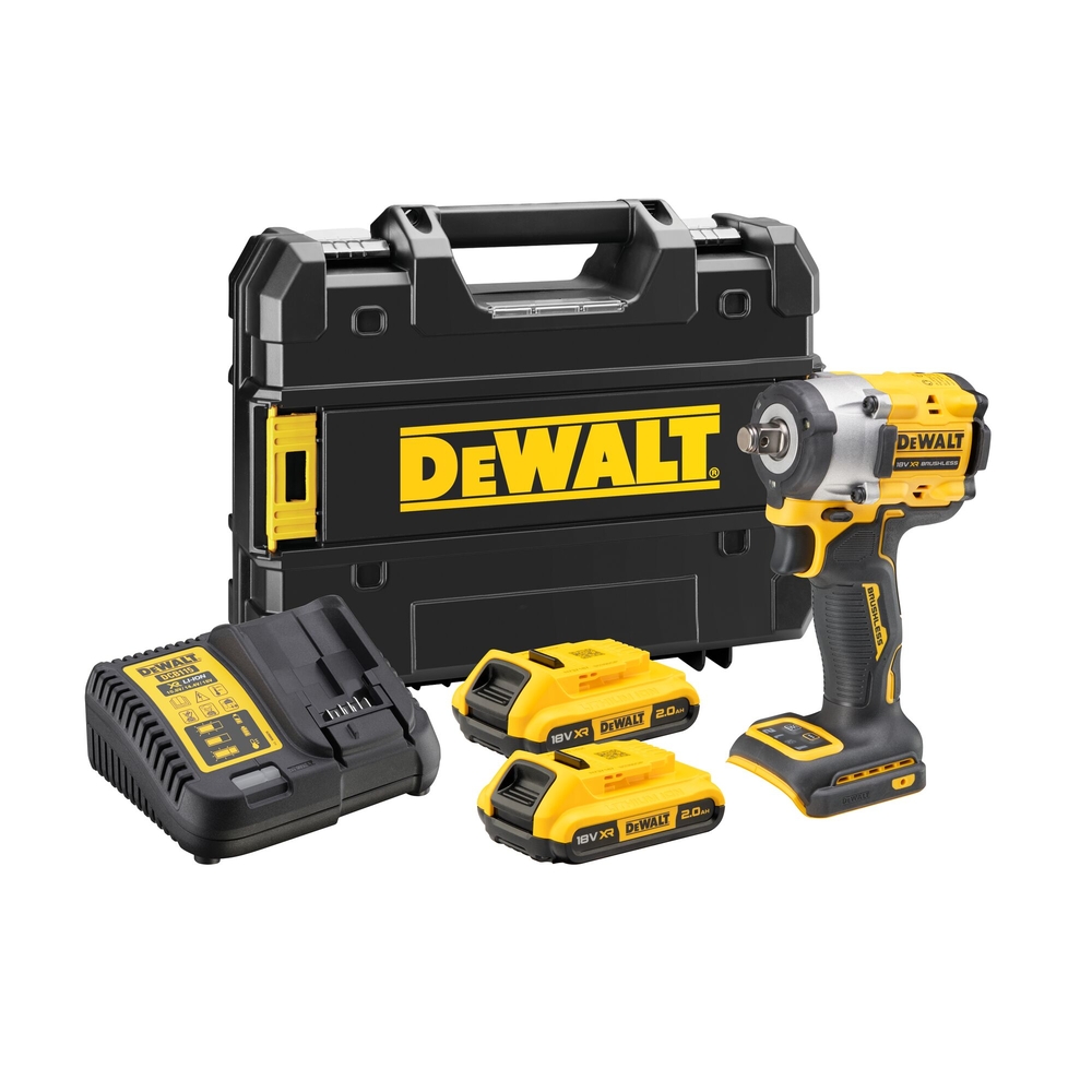 Boulonneuse 1/2'' compacte XR 18V 2Ah Li-Ion Brushless 406 Nm - jonc de sécurité - DCF921D2T-QW - DEWALT
