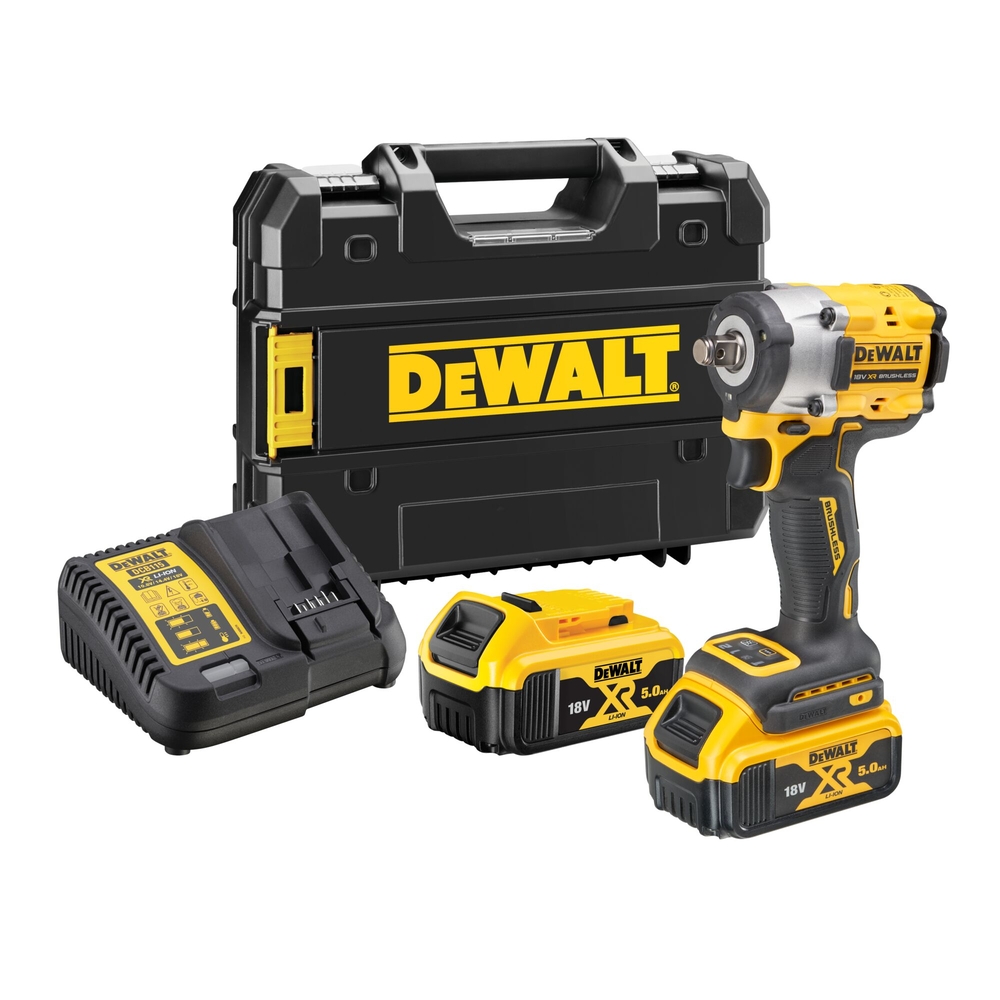 Boulonneuse 1/2'' compacte XR 18V 5Ah Li-Ion Brushless 406 Nm - jonc de sécurité - DCF921P2T-QW - DEWALT
