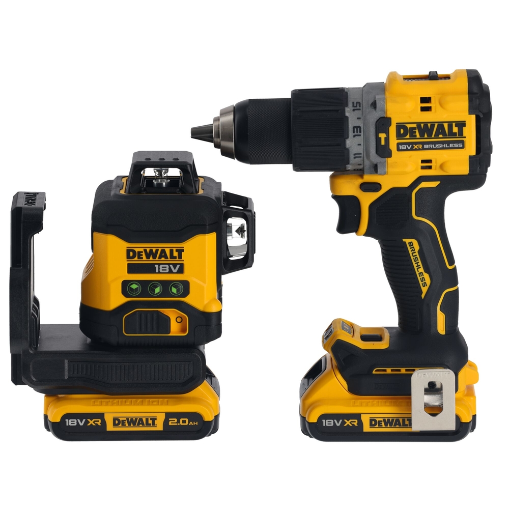 Kit 2 outils 18 V 2 Ah - support mural, cible, 2 batteries 18 V, chargeur, TSTAK - DCK2095D2T-QW - DEWALT