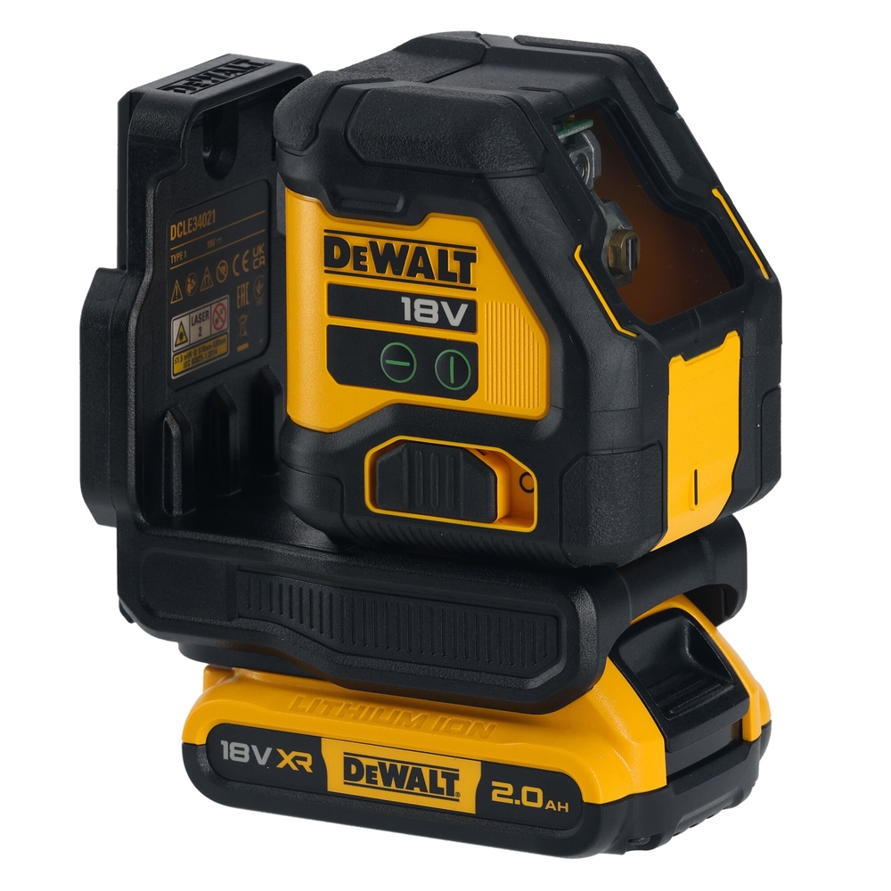Laser croix compact XR 18V 2Ah Li-ion - Faisceaux verts - DCLE34021D1-QW - DEWALT